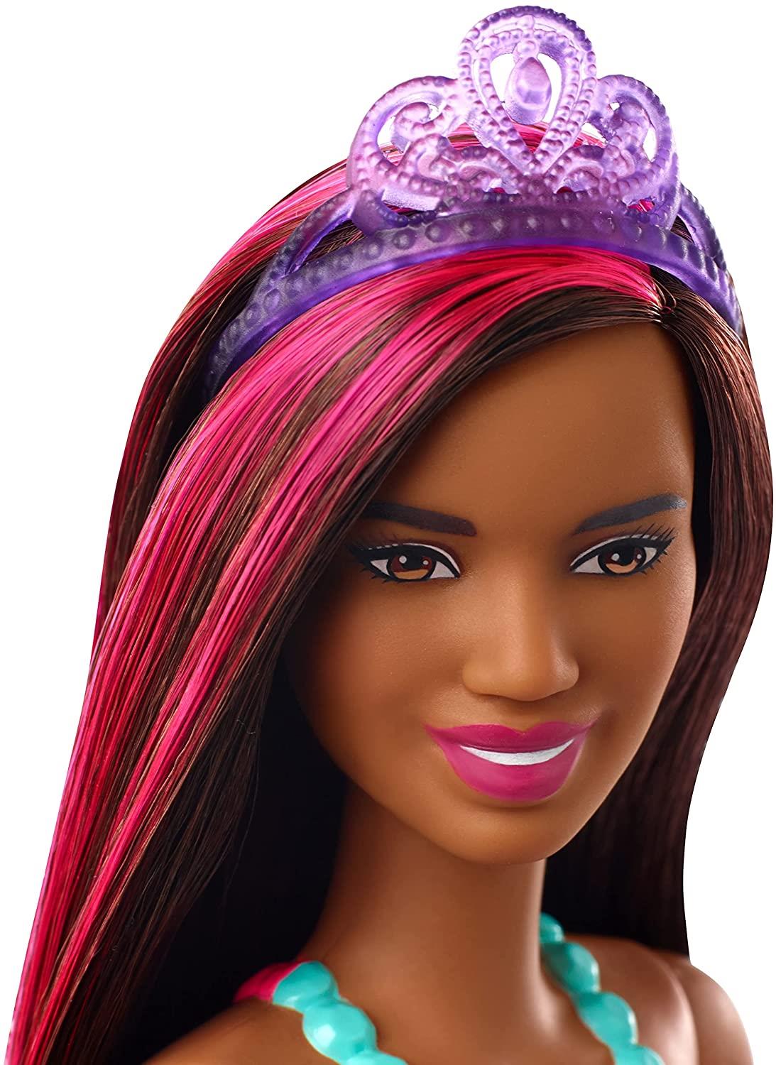 BARBIE Dreamtopia Princess 12" Doll Brunette with Pink Hairstreak Wearing Blue Skirt and Tiara (GJK15)