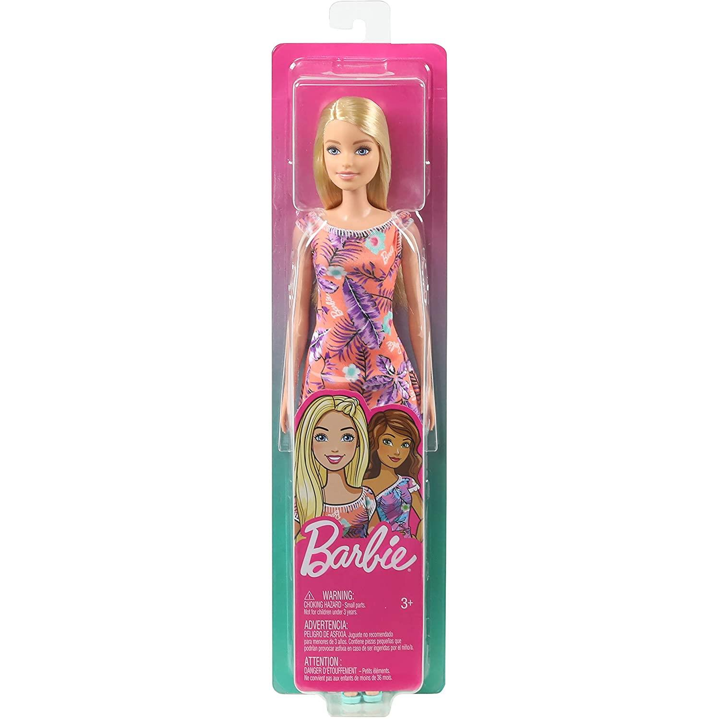 BARBIE Doll Beautiful Orange Tropical Flower Dress (GHT24)