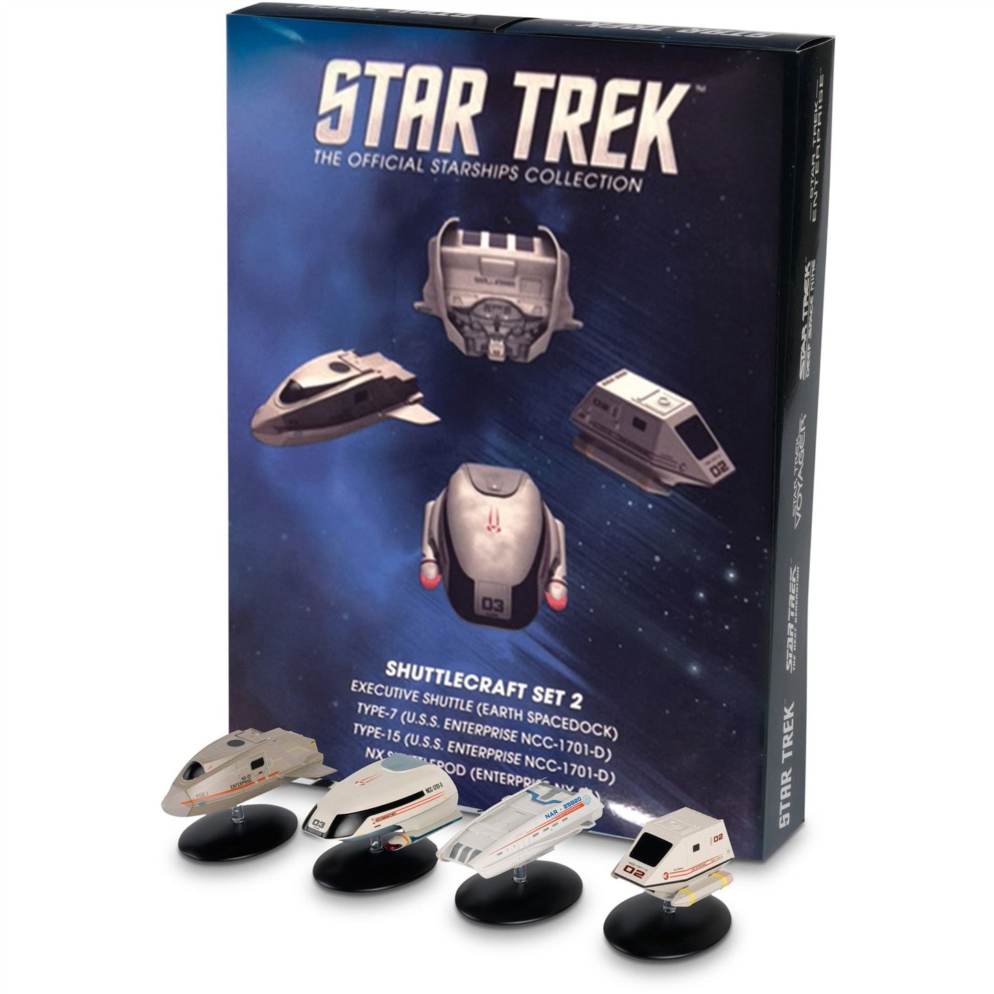 Shuttlecraft Set 2 (Executive Shuttle, Pod 1, 03 Hawking & 02 Aldrin) Model Die Cast Ships STDC705 (Eaglemoss / Star Trek)