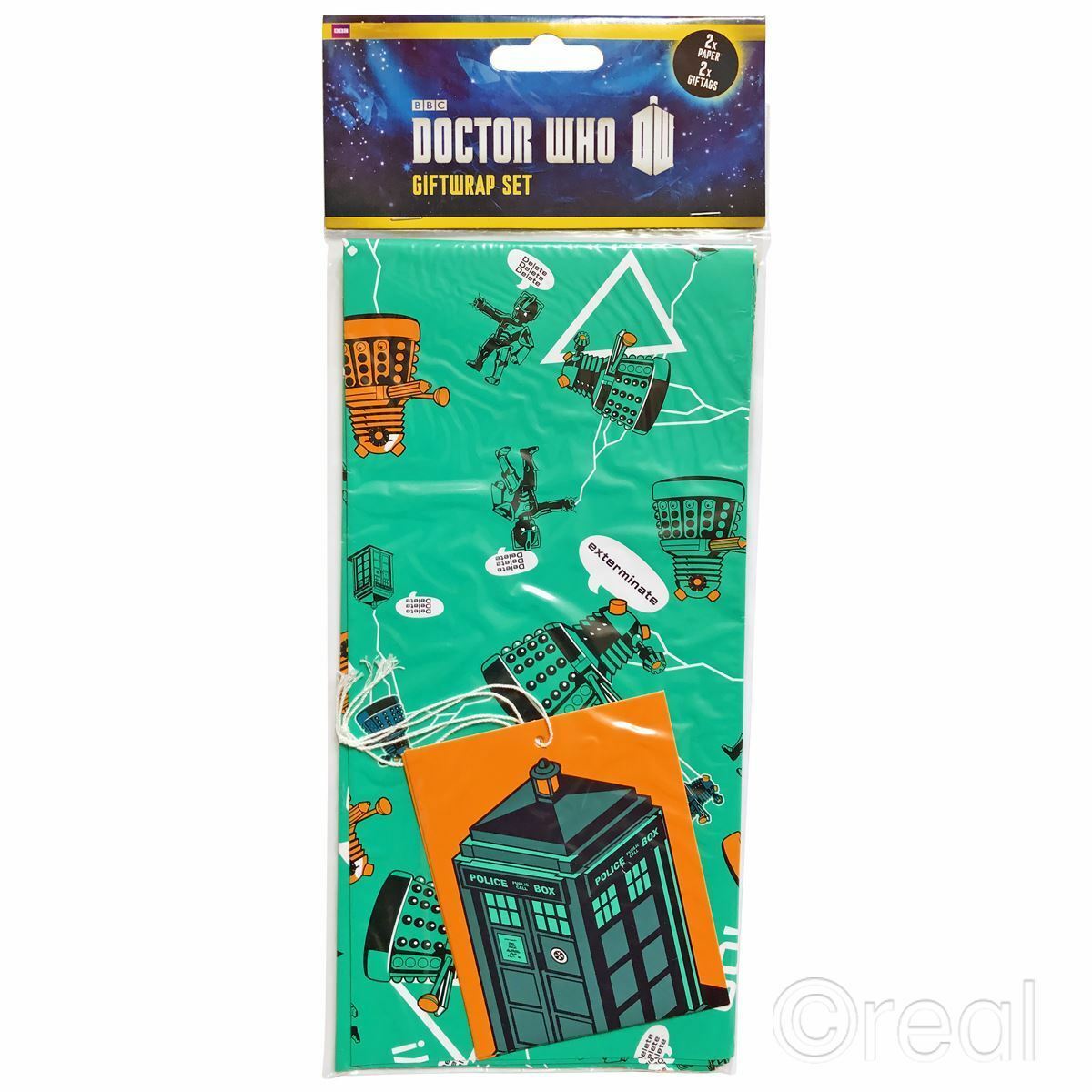 1 Doctor Who Gift Wrap Set Birthday Tag Wrapping Paper TARDIS Dalek Official