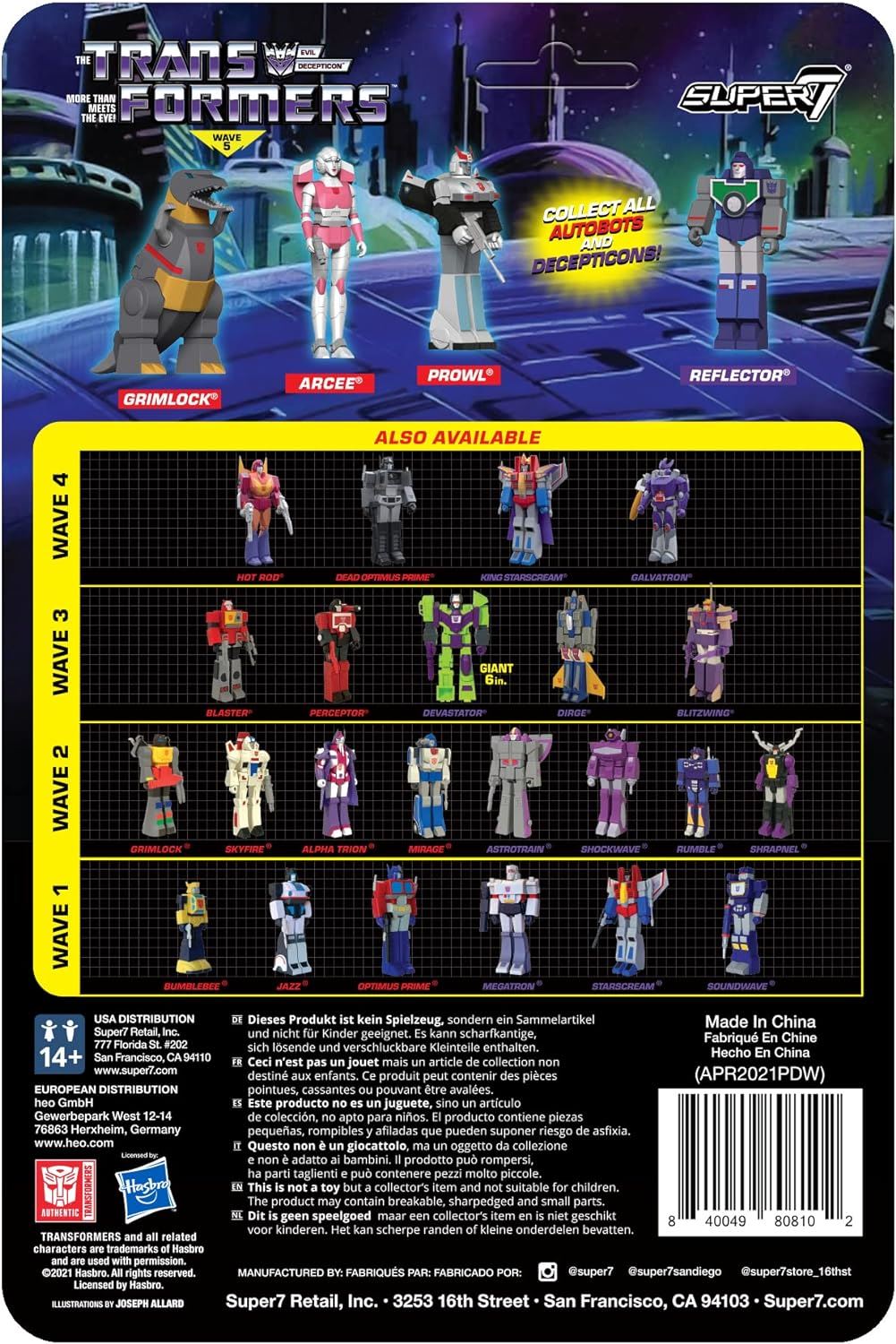 REFLECTOR Action Figure 4" W5 (Super7 / The Transformers / ReAction Figures)
