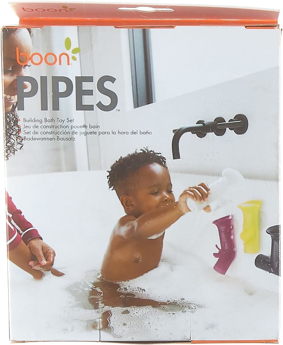Boon Pipes Building Bath Toy Set B11379 – TOMY Creative Bath Tub Water Pipes & Tubes for Interactive STEM Water Play