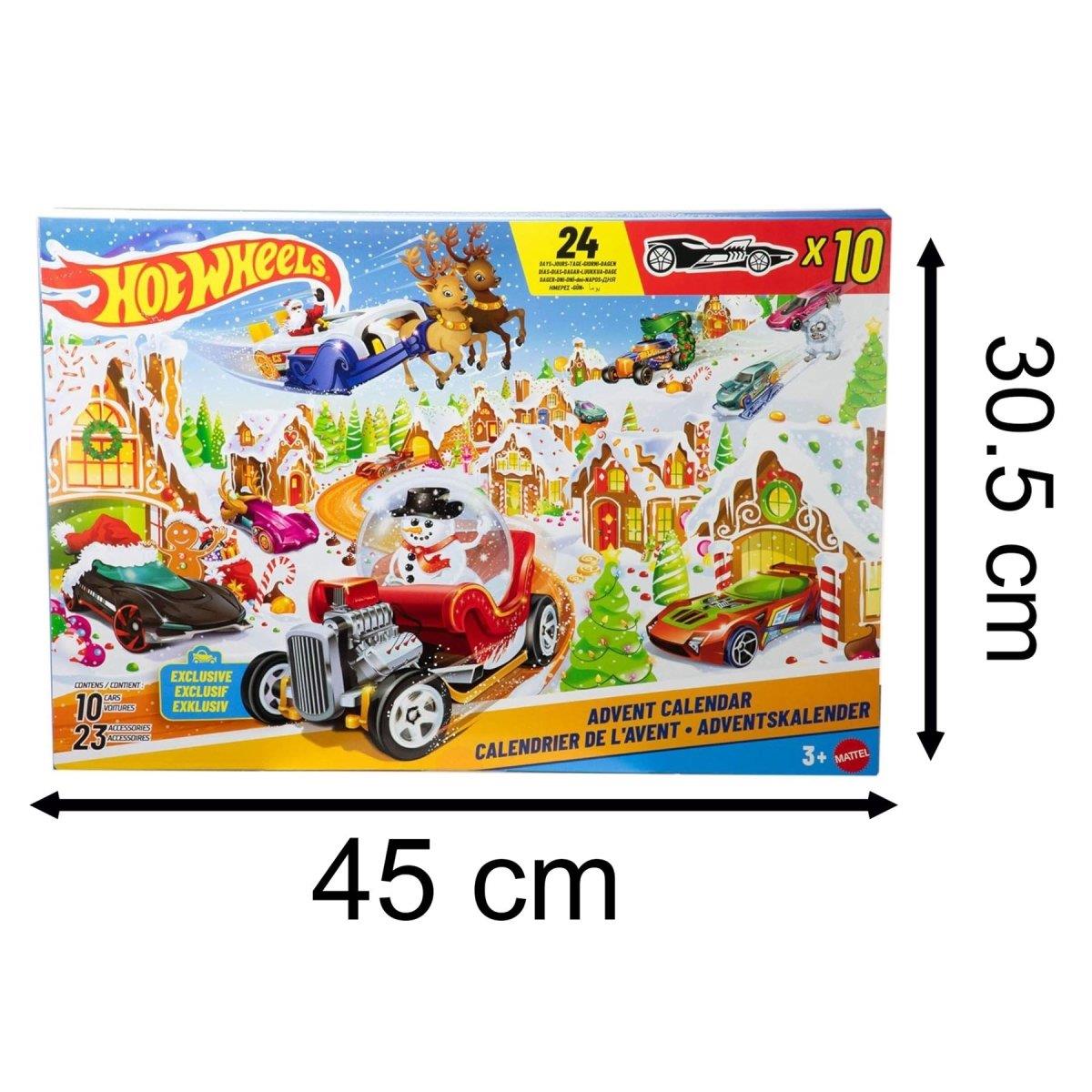 Hot Wheels 2025 Advent Calendar JCB47 – Includes 10 Die-Cast 1:64 Scale Cars + 24 Holiday Accessories | Kids Christmas Countdown Toy Gift Set