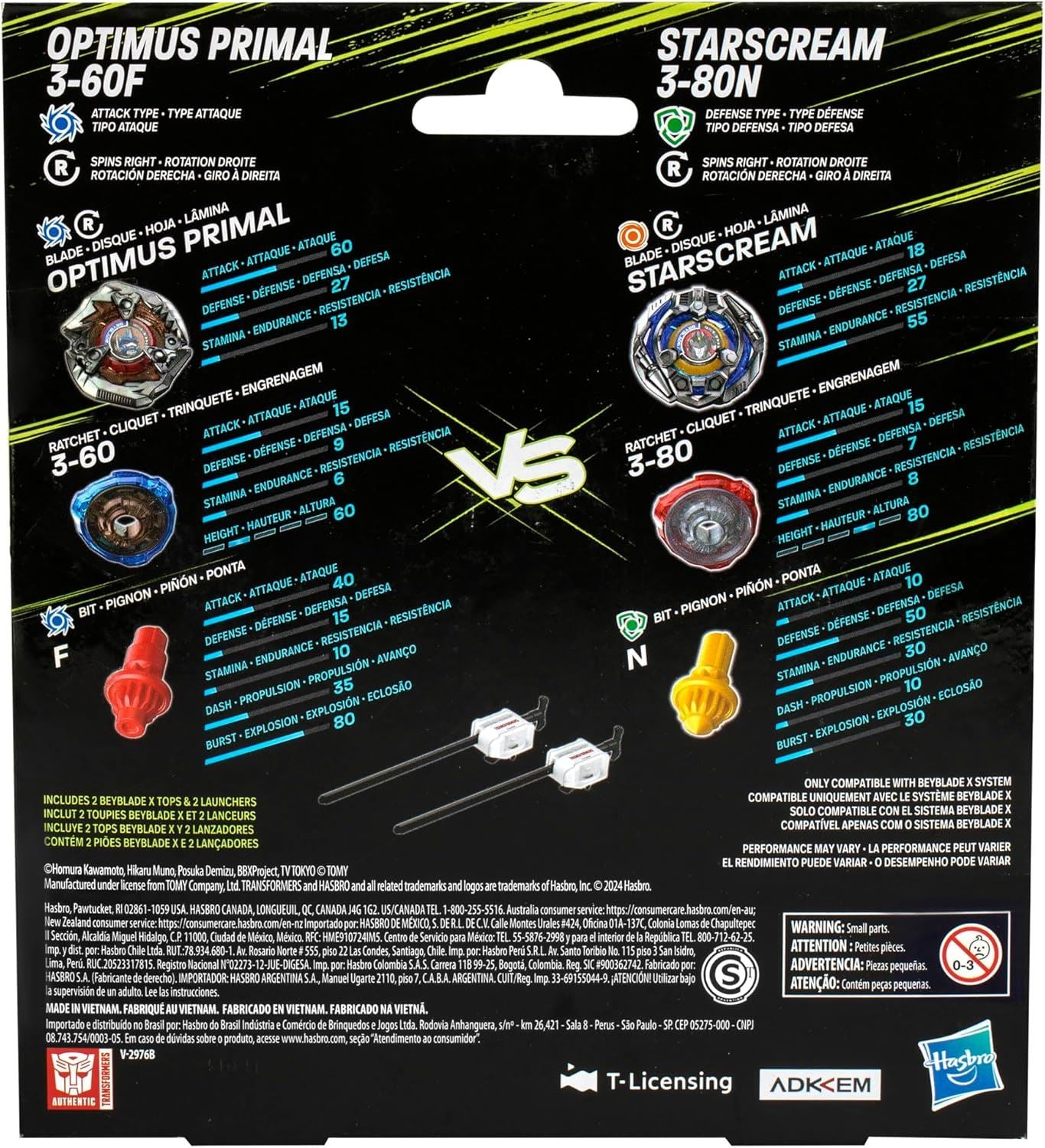 OPTIMUS PRIMAL 3-60F vs. STARSCREAM 3-80N G0352 (Beyblade X Transformers)