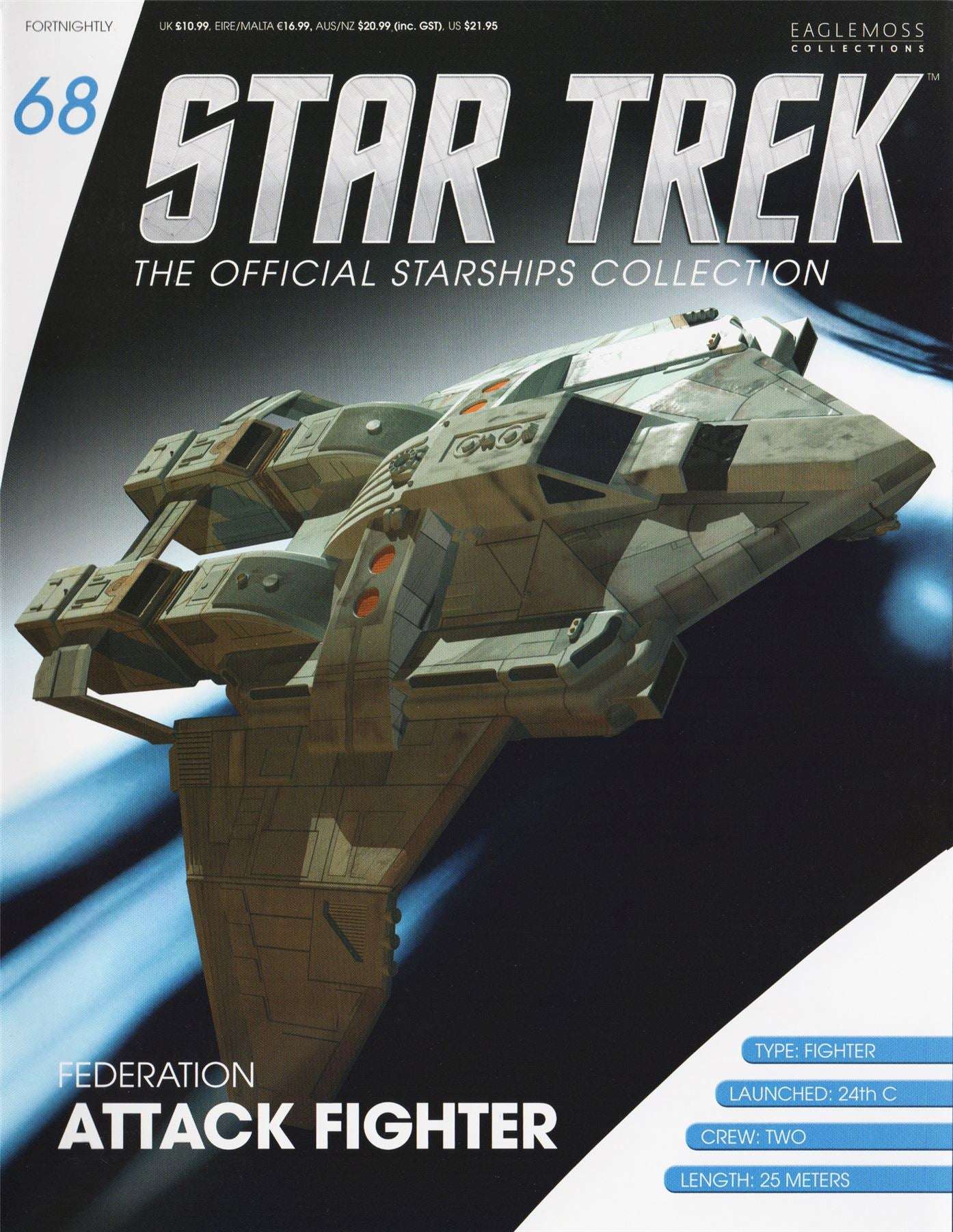 #21 / #68 Federation Attack Fighter Diecast Model Ship Window Boxed (Star Trek / Eaglemoss)