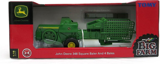 Big Farm John Deere 348 Square Baler 4 Bales Britains 1:16 Scale Tomy Die Cast