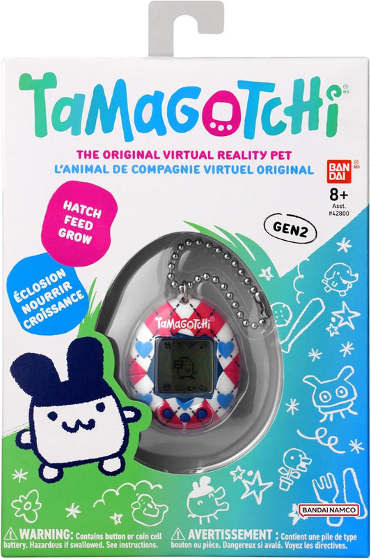 ARGYLE HEART (Gen 2) | Classic 1997 Virtual Pet with Chain & Mini-Game (BANDAI Original Tamagotchi)