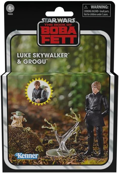 Luke Skywalker & Grogu 4″ Figure 2-Pack – Star Wars: The Book of Boba Fett F8303 (Hasbro) | Vintage-Style Jedi & Grogu Set with Accessories