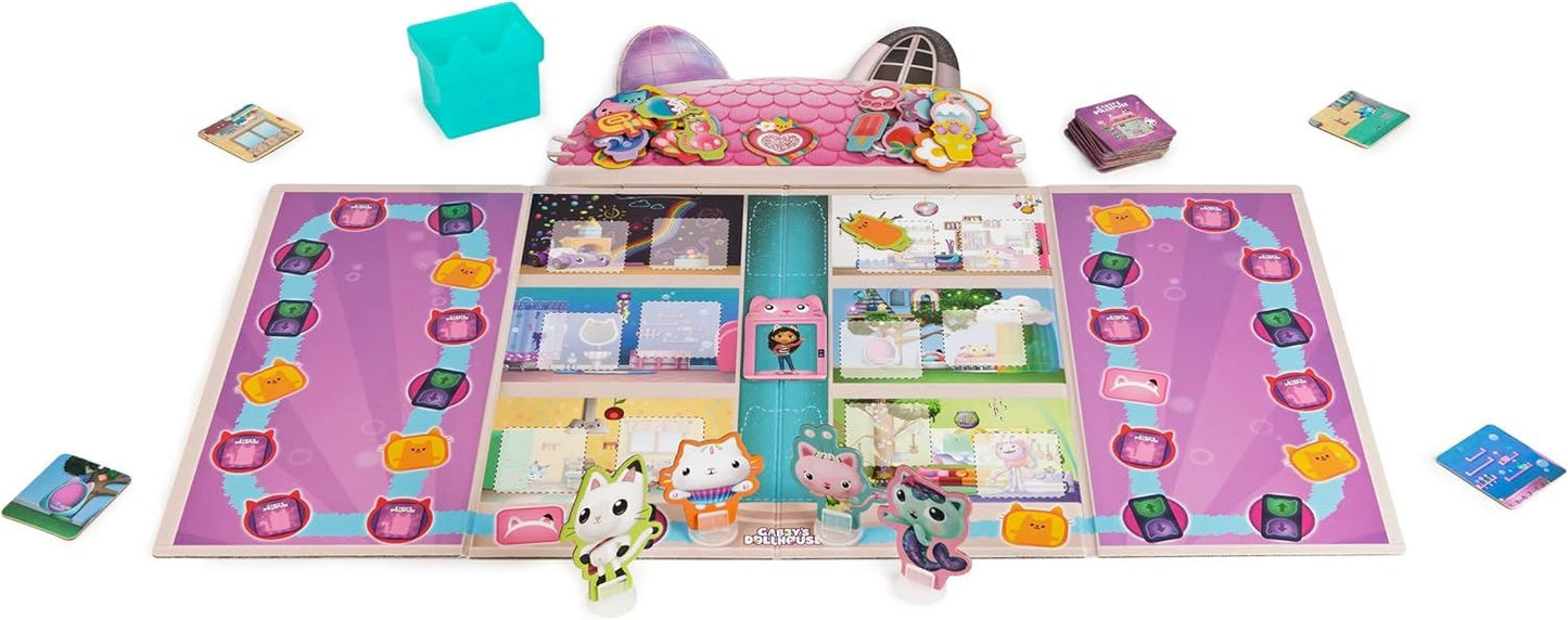 The Meow Tastic Game 6068673 Gabby’s Dollhouse Board Game by Spin Master | Family Game Based on the Netflix Series